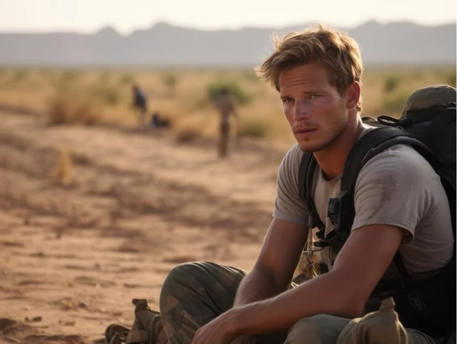 a tourist in an African Desert